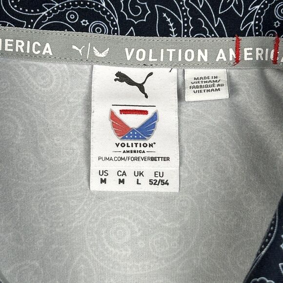 Puma Volition America Shirt Mens Medium Blue Paisley Print Performance Golf Polo - Picture 3 of 7